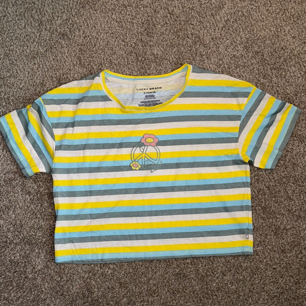 Lucky Brand Peace Floral Striped Boxy Shirt- NWOT